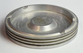 Merlin engine piston ashtray with engraved Winston Churchill quote to base, diameter 13.5cm