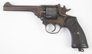 Deactivated Webley & Scott Mark IV .38 six-shot service revolver with named and chequered grips,