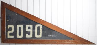 WW1 Royal Flying Corps aeroplane piece with painted 2090 and inscribed 'Covering of fin taken from