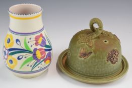 Martin Homer studio pottery cheese dome and a Poole pottery vase, tallest 15cm