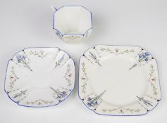 Art Deco Shelley trio decorated with blue irises