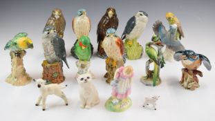 A collection of Beswick, Royal Doulton, Copeland Spode and Adderley bird and other figures,