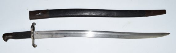 British Yataghan sword bayonet with leather grip, external spring, Solingen maker's mark to ricasso,