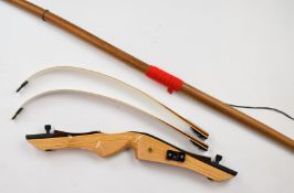 Vintage ash or similar longbow, length 196cm and a Hoyt Quicks Elizabethan 66