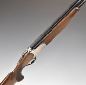 Lanber 12 bore over and under ejector shotgun with engraved locks, trigger guard, underside and