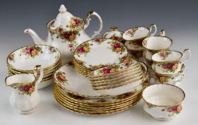 Royal Albert dinner and tea ware decorated in the Old Country Roses pattern including teapot, dinner