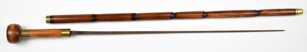 Sword stick with inset coin / token of the Duke of Wellington and 62cm blade. PLEASE NOTE ALL BLADED