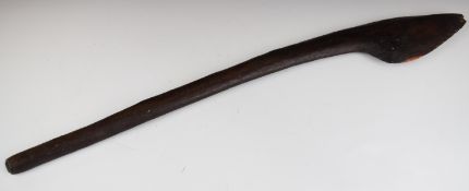 Aboriginal 19thC carved and adzed throwing club, length 70cm
