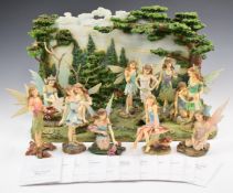 Faerie Glen diorama and collection of fairy figures, twelve fairies in total, most with