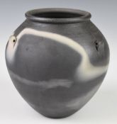 John Leach Muchelney Studio pottery jar from the Black Mood range, height 20cm