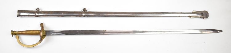 Replica American Civil War sword marked CSA with 86cm blade stamped India, with scabbard. PLEASE