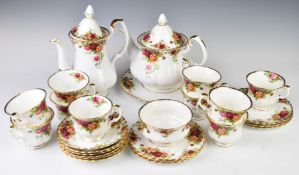 Royal Albert tea ware decorated in the Old Country Roses pattern including two teapots,