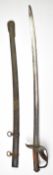 Italian 1860 pattern cavalry trooper's sword with leather covered grip stamped S to ricasso, 89cm