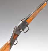 Belgian .410 Martini lever-action single barrelled shotgun with chequered grip and forend, storage