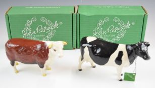 Beswick Hereford and Friesian cows, in boxes, tallest 12cm