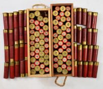 One-hundred-and-twenty 8 bore shotgun cartridges, maninly Eley-Kynoch including BB, 4 and 3 shot.