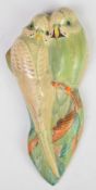 Art Deco budgerigar / budgie wall plaque, probably Gray's Pottery, height 18cm