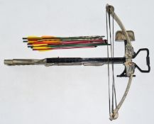 Armex Perfect Line compound archery crossbow with semi-pistol thumb hole grip, camouflage finish,