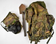British military respirator / gas mask and haversack together with a full size DPM rucksack and
