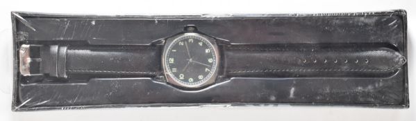 Military style watch with black strap