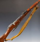 Deactivated Russian Mosin Nagant 7.62 bolt-action rifle with adjustable sights, canvas sling, top