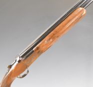 Miroku 800 Trap 12 bore over and under ejector shotgun with engraved locks and undersider, chequered