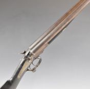 Deactivated Westley Richards 12 bore side by side hammer action shotgun with engraved named lock,