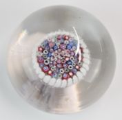 Richardson's or similar Old English millefiori glass paperweight with pink, green white and blue