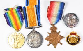 WW1 medal trio comprising 1914/1915 Star, War Medal and Victory Medal named to 1874 Pte W H Warwood,