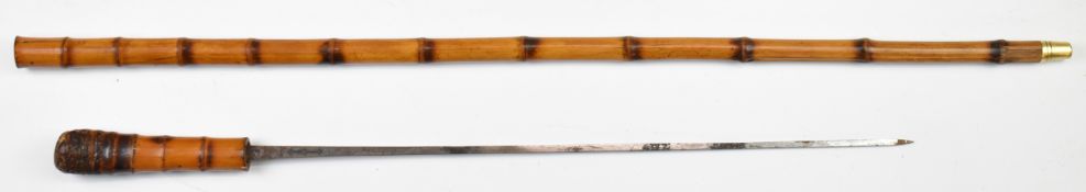 Bamboo short sword stick stamped Solingen to 47cm blade. PLEASE NOTE ALL BLADED ITEMS ARE SUBJECT TO