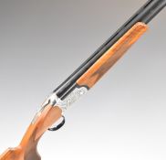 Kofs Zenith 12 bore over and under ejector shotgun with engraved locks and underside, chequered