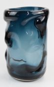 William Wilson and Harry Dyer for Whitefriars 1965 Knobbly indigo glass vase, 22cm tall.