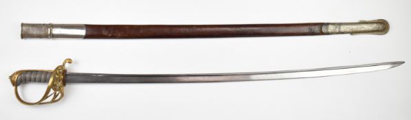 Restored 1822 pattern East India Company officer's sword with 80cm pipe back blade and scabbard.