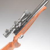 BSA Scorpion .22 PCP air rifle with chequered semi-pistol grip and forend, raised cheek piece,