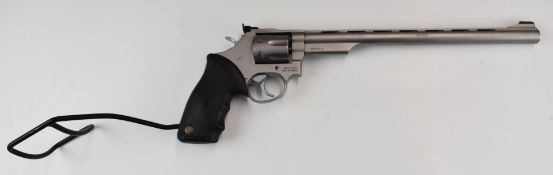 Taurus .22 seven-shot double-action long barrelled revolver with textured grip, adjustable sights,
