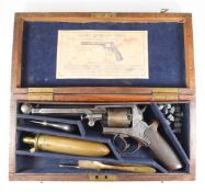 Tranter No 4 54 bore 5-shot double action percussion revolver with line engraved frame marked 'No