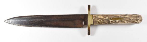 Rogers hunting knife with Queen's crown and VR, Joseph Rogers Cutlers To Her Majesty to ricasso