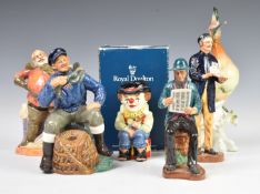 Karl Ens Hoopoe bird figure, Coalport and Royal Doulton character figures, tallest 25cm