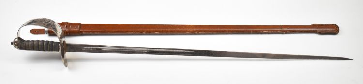 British 1897 Infantry officer's sword T W Castle retailers, with 82cm decorated blade number 5062