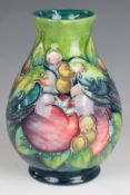 Moorcroft pedestal vase decorated in the Finches pattern, height 14cm