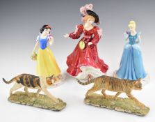 Royal Doulton figurines Patricia, Cinderella and Snow White together with Border Fine Arts figures