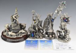 Four large Tudor Mint Myth and Magic figures comprising The Dance of the Dolphins, Master of the