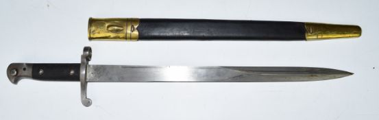 British 1887 pattern sword bayonet with leather grip, good stamps and 'Wilkinson Sword Company' to
