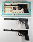 Three Umarex T J Harrington .177 'The Gat' air pistols, two with black painted and one with nickel