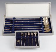 Chinese straw spoons and toothpicks impressed sterling / silver