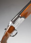 Midland 12 bore over and under ejector shotgun with engraved lock, underside, trigger guard, top