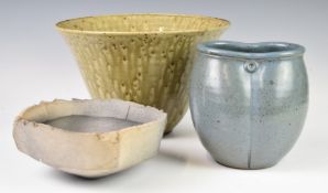 Three pieces of studio pottery by Ned Heywood of Chepstow Pottery, Sebastian Blackie and David Lloyd