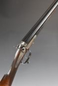 Frederick T Baker of London 16 bore side by side hammer action shotgun with chequered grip and