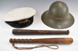 Royal Navy officer's peaked cap by Gieves & Hawkes of Saville Row, a WW2 Civic Defence 'Zuckerman'