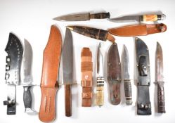 Seven various hunting knives / daggers including one by Esibar with serrated blade and an '